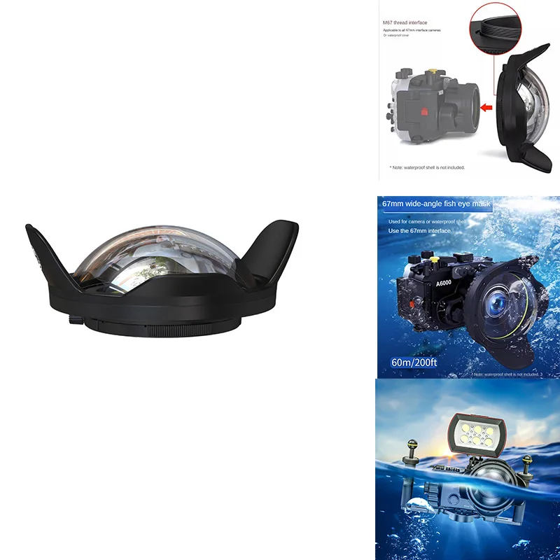 67Mm Portable Waterproof Wide Angle Dome Port Lens Housing Case Underwater Diving Parts for SLR Camera