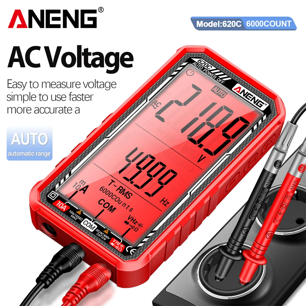 디지털 스마트 멀티미터 감지 고정밀 전압/전류 NCV 유도 충전식 6000 카운트 가정용 DIY ANENG 620C