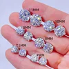 1 Pair Hip Hop 3A+ CZ Stone Bling Ice Out S925 Ear Needles Round Zirconia Stud Earrings for Men Women Jewelry Gold Silver Color 1