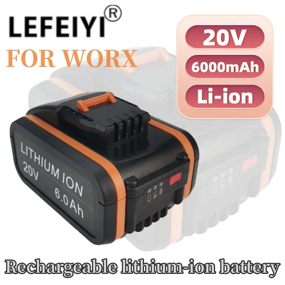 

For Worx WA3551 WA3551.1 WA3553 WA3641 WX373 WX390 Electric Tool 20V 6000mAh Rechargeable Li-ion Battery