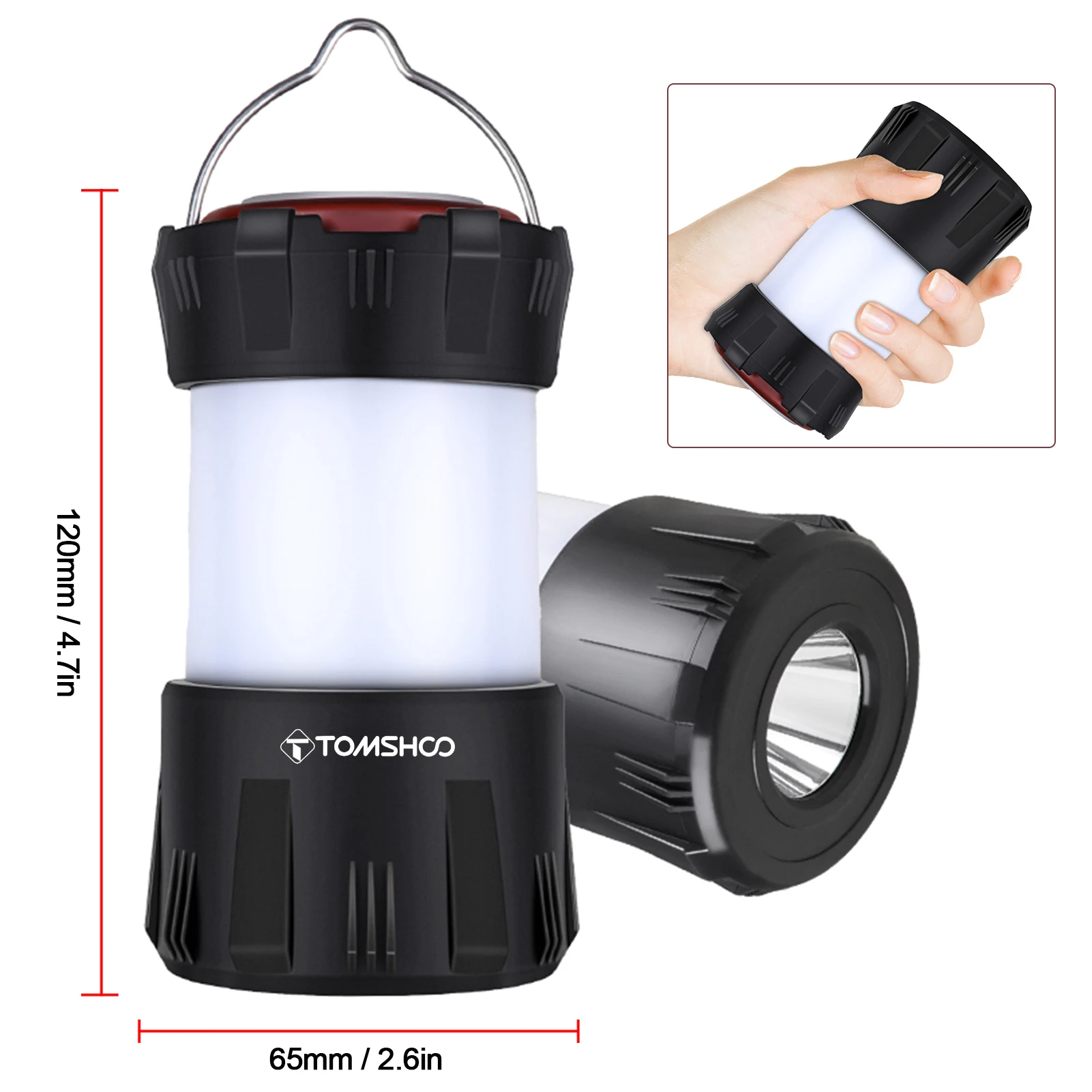 

TOMSHOO LED Camping Lantern Type C Rechargeable Camping Light Water-resistant Portable Tent Light Lamp Camping Equipment