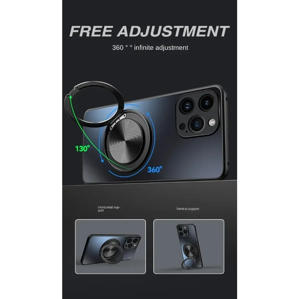 Magnetic Ring Bracket Case with 360° Rotating Stand - Hard Protective Silicone Cover