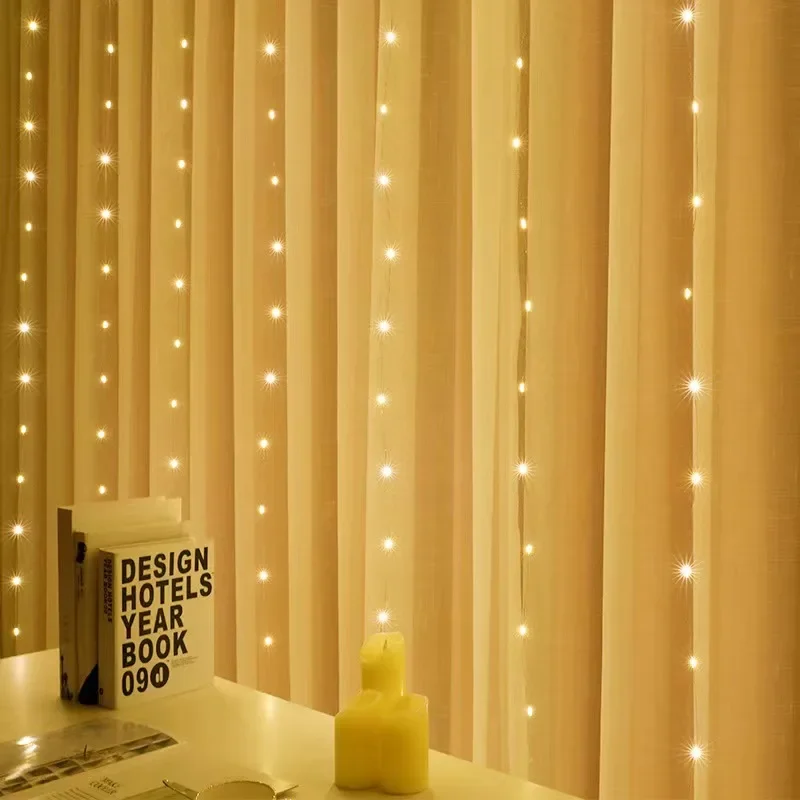 Width 3M LED Garland Curtain Lights 8 Mode Remote Control Fairy Light String Wedding Christmas Decor for Home Ramadan Festival led string lights decorative lights string lights led fairy lights