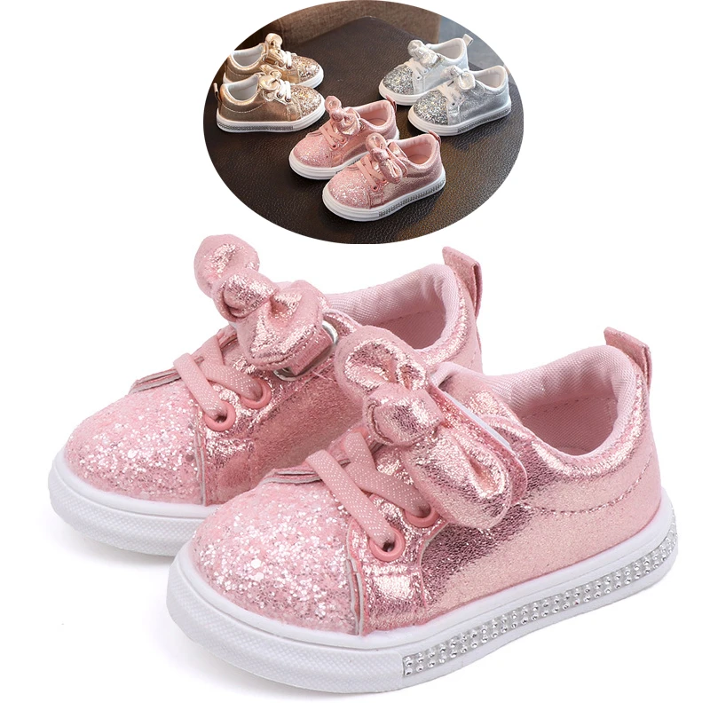 Spring Autumn Kids Shoes Children Bow Girls Sequin Casual Shoe Solid Color  Korean Baby Running Shoes Pink Sneakers Zapatos Para| | - AliExpress