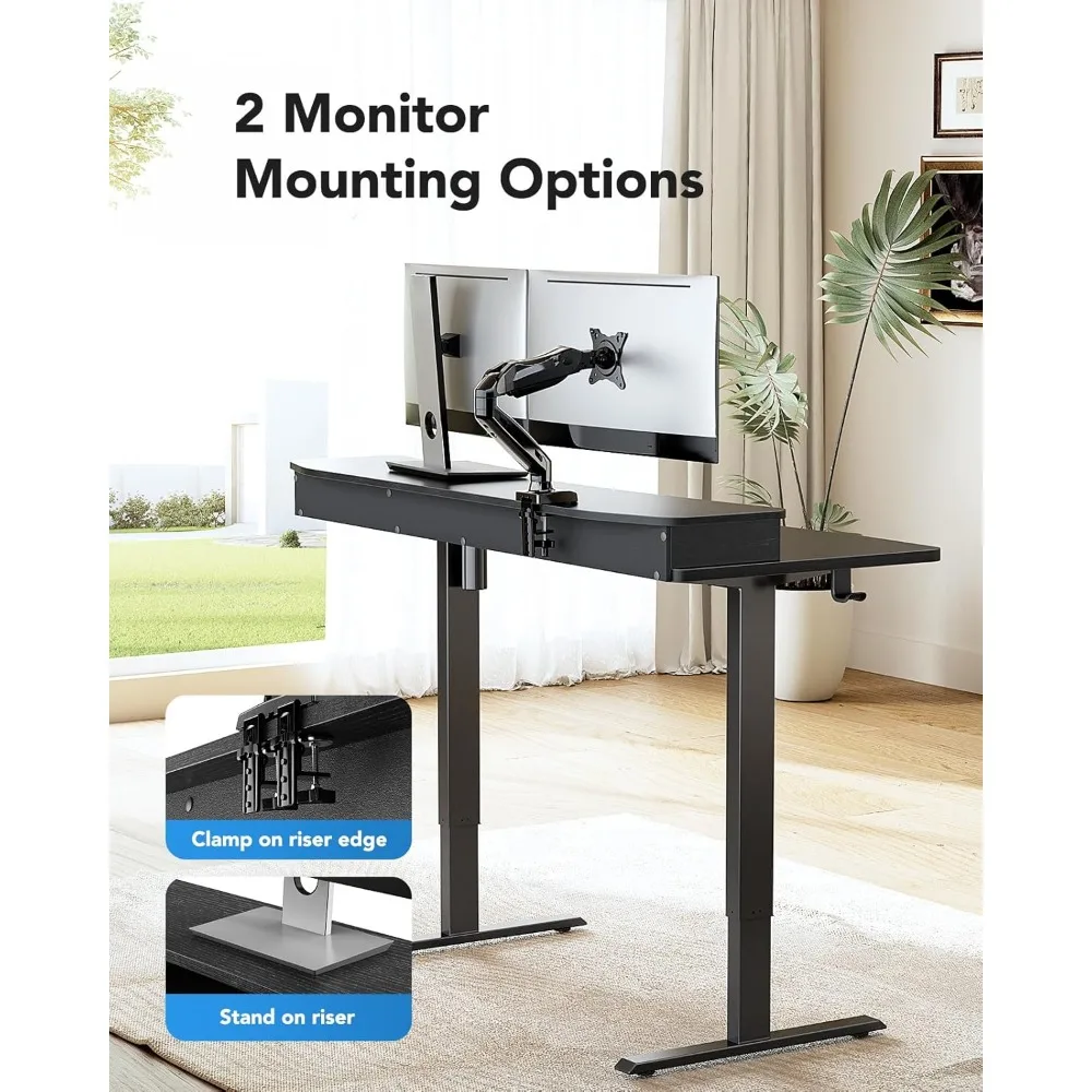 Electric Standing Desk with 2 Drawers, C-Clamp Mount Compatible, Height Adjustable Computer Desk 3
