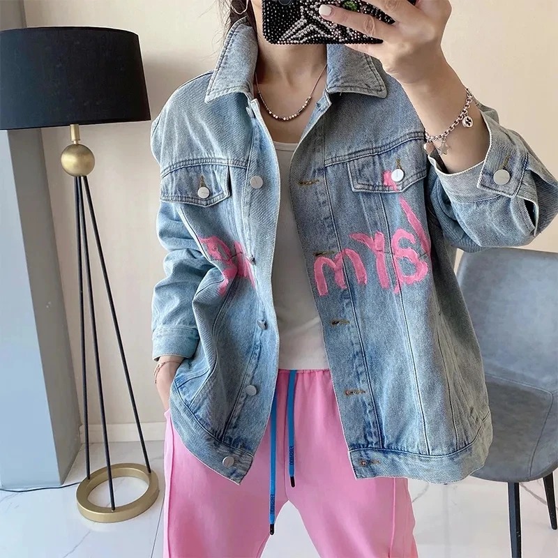 

Женская короткая джинсовая куртка, свободная джинсовая куртка на весну и осень, новинка 2024, Повседневная жареная уличная куртка, Женская ветровка, облегающее пальто