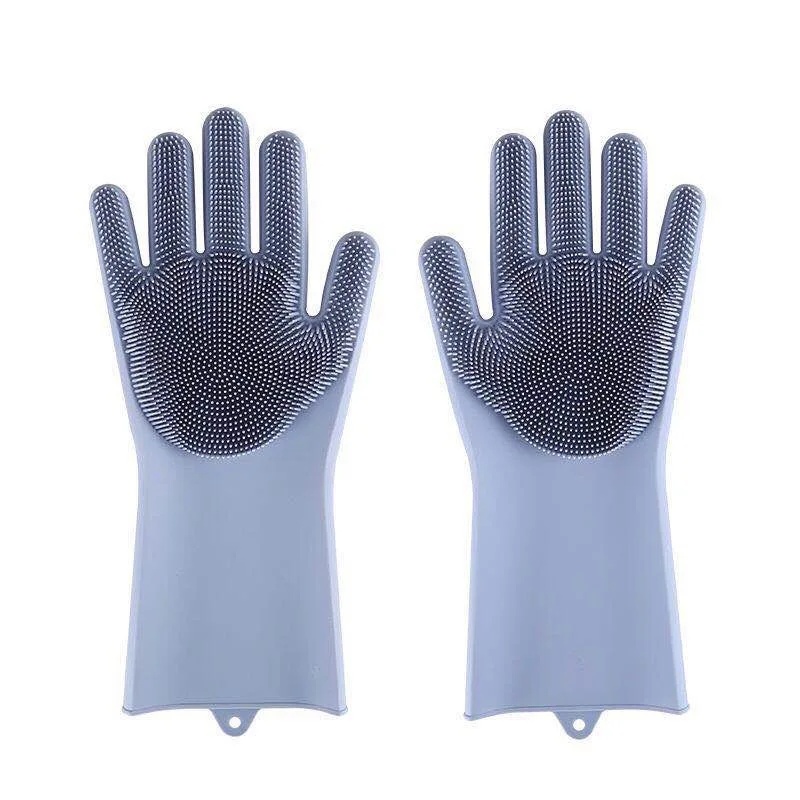 Description Picture 5 of itemSilicone dishwashing gloves, household kitchen anti scald brush, dish washing tool, pet bath, thick anti scratch