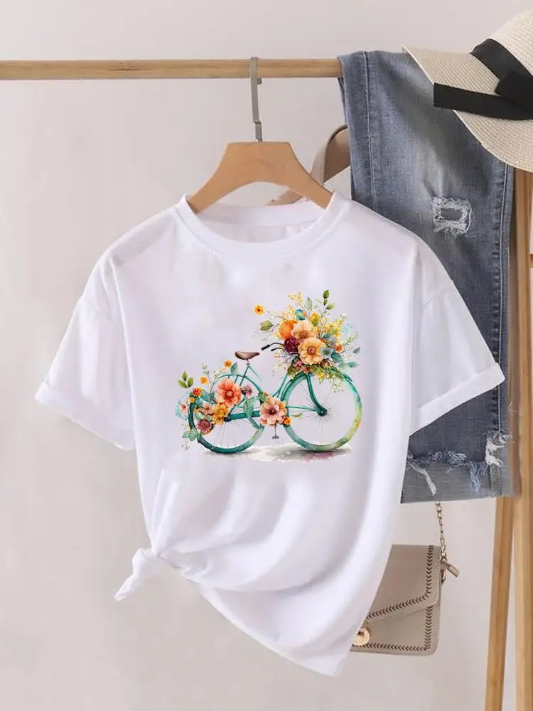thumbnail image 1 of Camiseta estampada de manga corta para mujer, ropa con estampado de flores dulces de los años 90, Top para mujer, camiseta para mujer, ropa con cuello redondo, 1 of 5