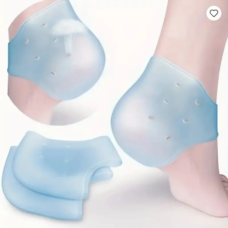 2PCS 실리콘 피부 연화 실리콘 발뒤꿈치 보호대 힐컵 스퍼스 갈라진 발뒤꿈치 슬리브 양말 발 관리 스킨 쿠션 세척 가능