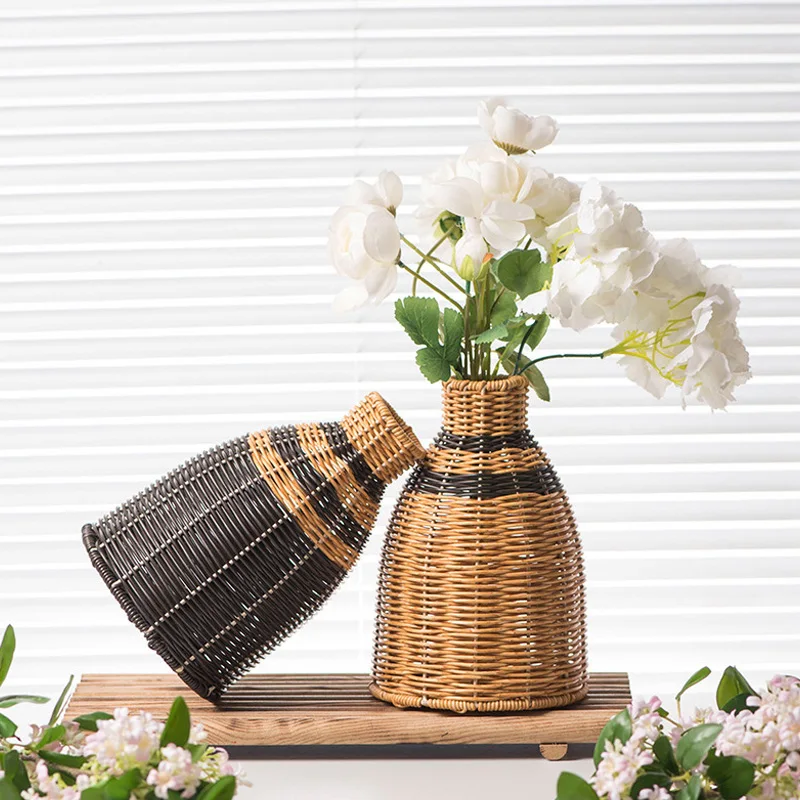 Handmade Woven Imitation Rattan Flower Vase