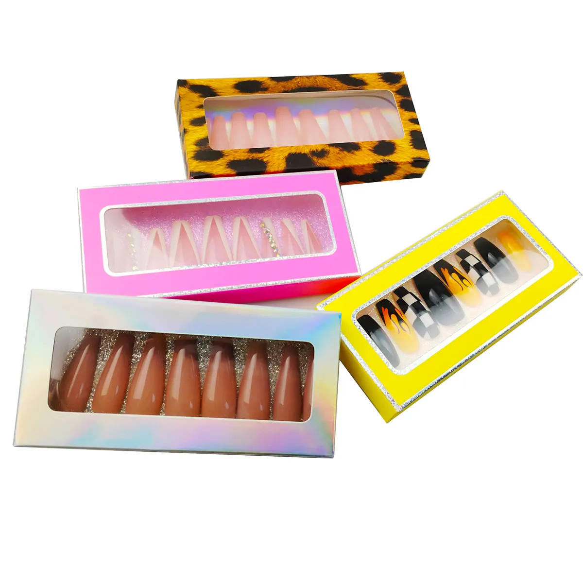 Nail Boxes For Packaging Empty Paper Wholesale In Bulk Custom Private Logo New Design 10/50 Pieces Press On Nails Packaging Box 2