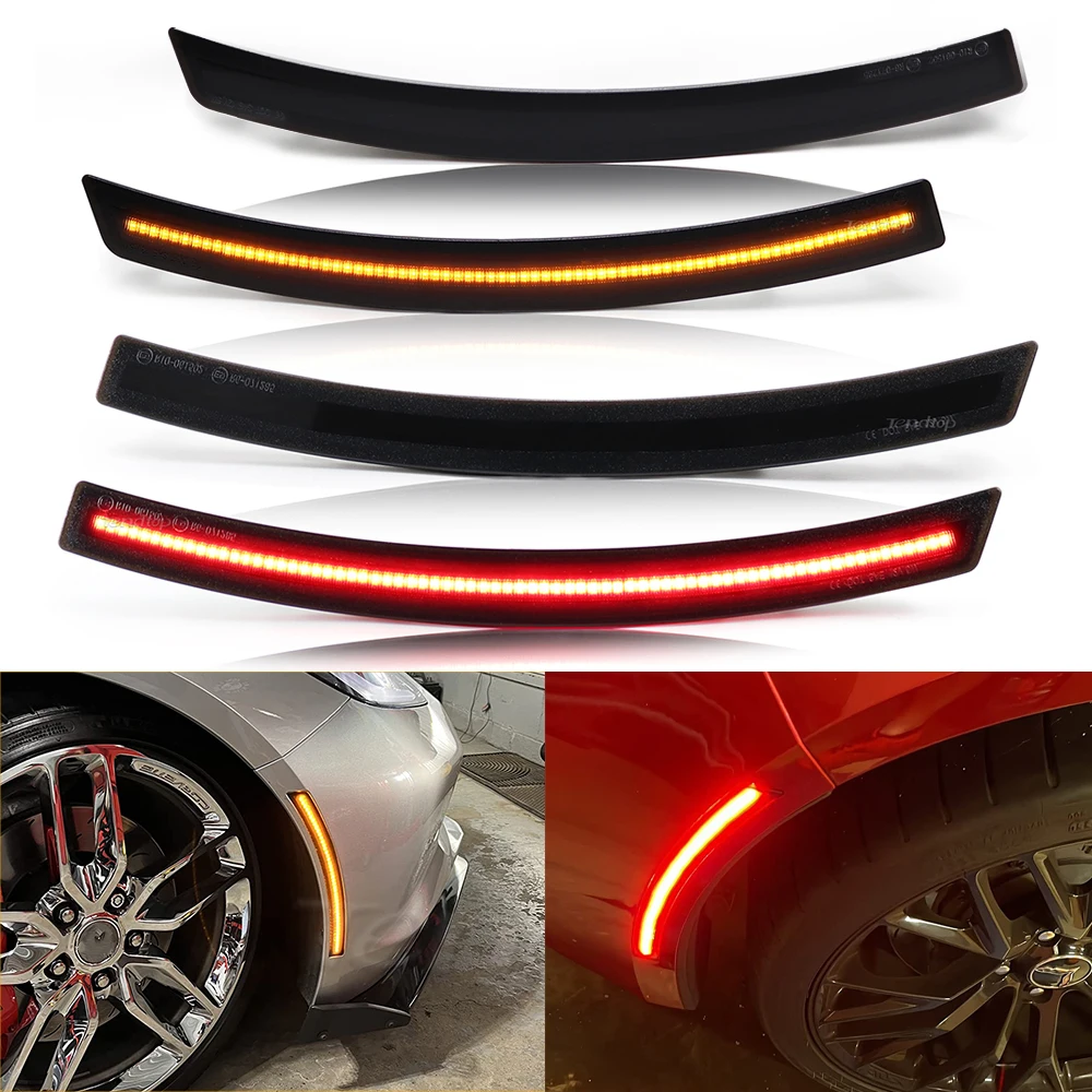 

Full LED Strip Front & Rear Side Marker Light For 2014-2019 Chevrolet Corvette C7 Amber Red Bumper Side Marker Lights