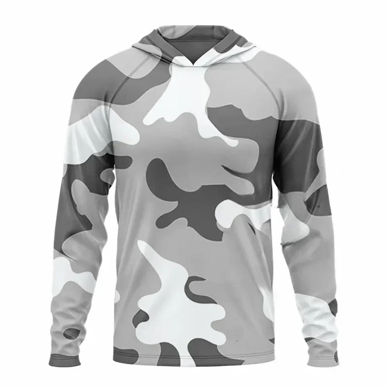 긴 소매 낚시 의류 남자 야외 UV 저지 후드 코트 선 스크린 통기성 안티 모기 건조 얇은 낚시 착용