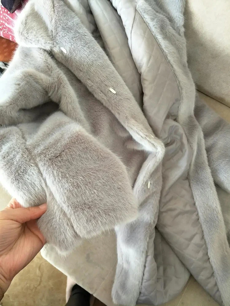Winter Plush Faux Fur Coats Thicken Warm Imitation Mink Overcoats Loose Straight Jaqueta Feminina Mid-lenght Casual Casaco