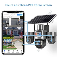 20MP 4G Sim caméra solaire WiFi 10X Zoom optique 3-PTZ 4 objectifs 3 écrans caméras de sécurité sans fil extérieures suivi automatique CCTV V380 2