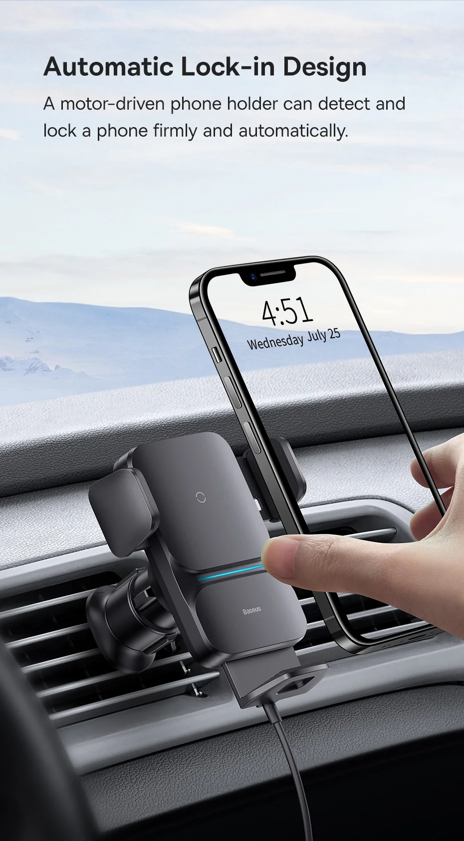 Car Phone Holder 15W QI Wireless Charger for iPhone Samsung Xiaomi Fast Charging