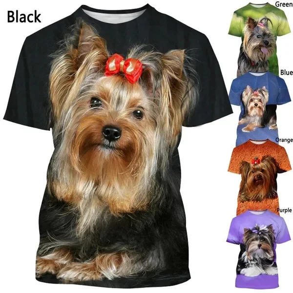 

Yorkshire Terrier 3D Printed T Shirt Men's Fashion T-shirt Summer Casual Dog Short Sleeved Women Tee Shirts Street Kid Cute Tops