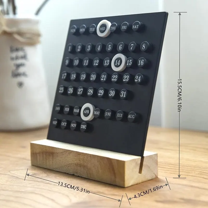 Wooden Calendar Ornament Acrylic Wooden Base Handmade DIY Office Desktop Home Decor