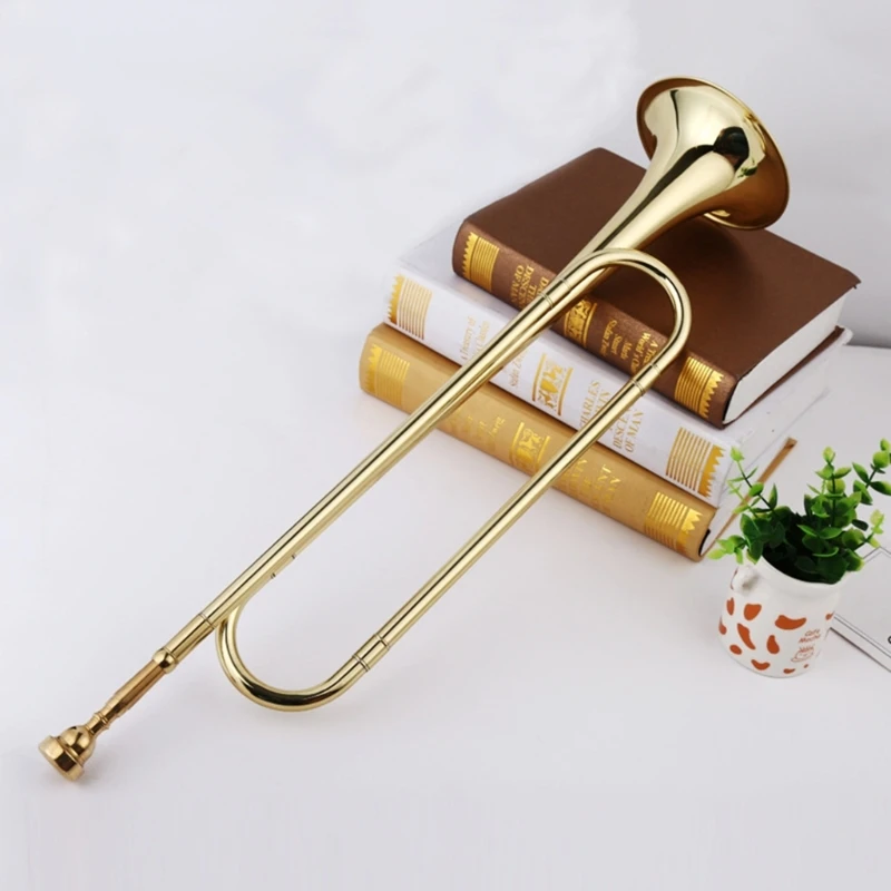 Brass Trumpet School Band Orchestras Kids Bugle with Mouthpiece Musical Instruments Beginners Big Strides Spanish Bugle