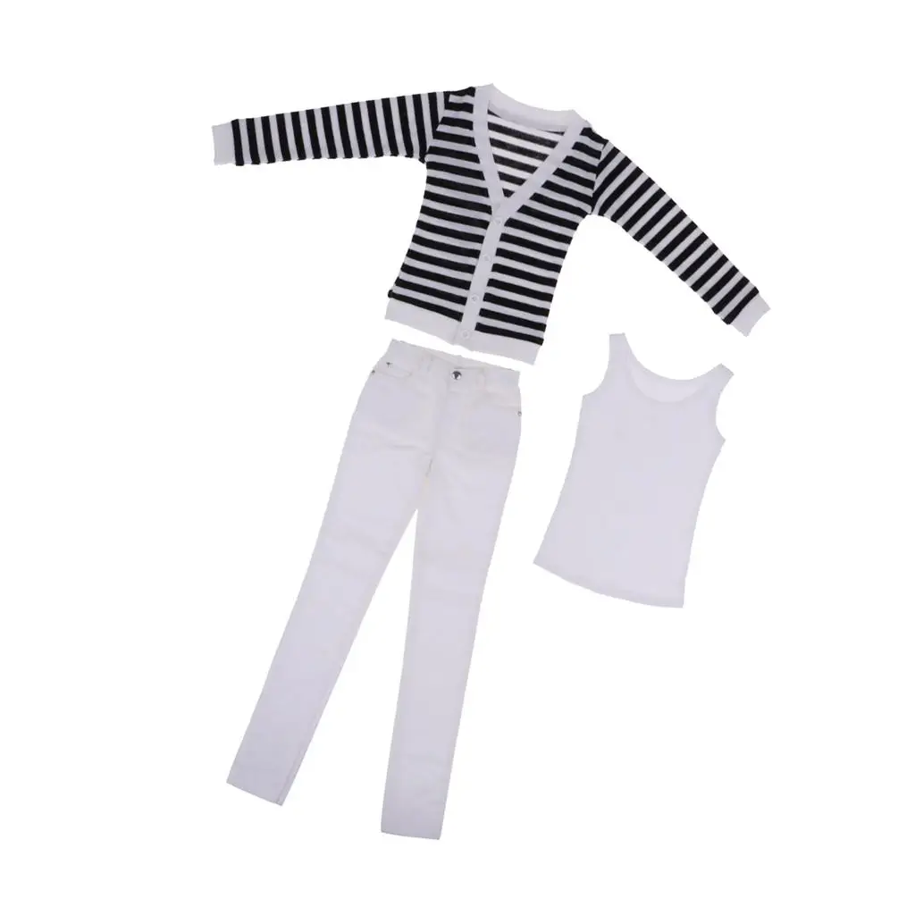 

1/3 BJD Cool Striped Cardigan, Tank Top & Jeans Set for Normal 70cm Uncle Male Size Doll Accs