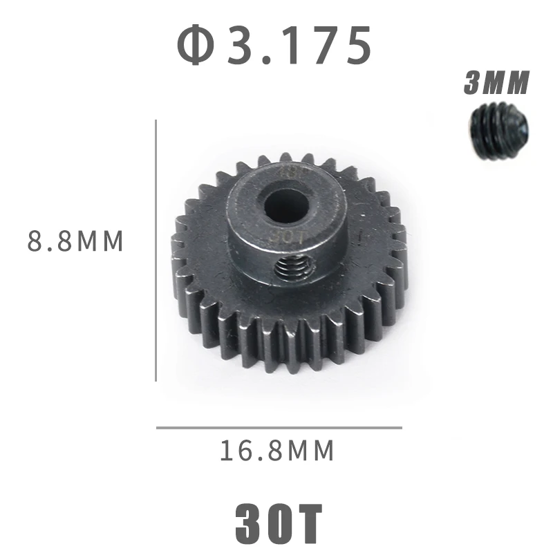AMO 강화 금속 모터 기어 피니언, 3.175mm, 14T, 15T, 16T, 17T, 18T, 19T, 20T, 21T, 22T, 23T, 24T, 25T, 26T, 27T, 28T, 48P RC 자동차