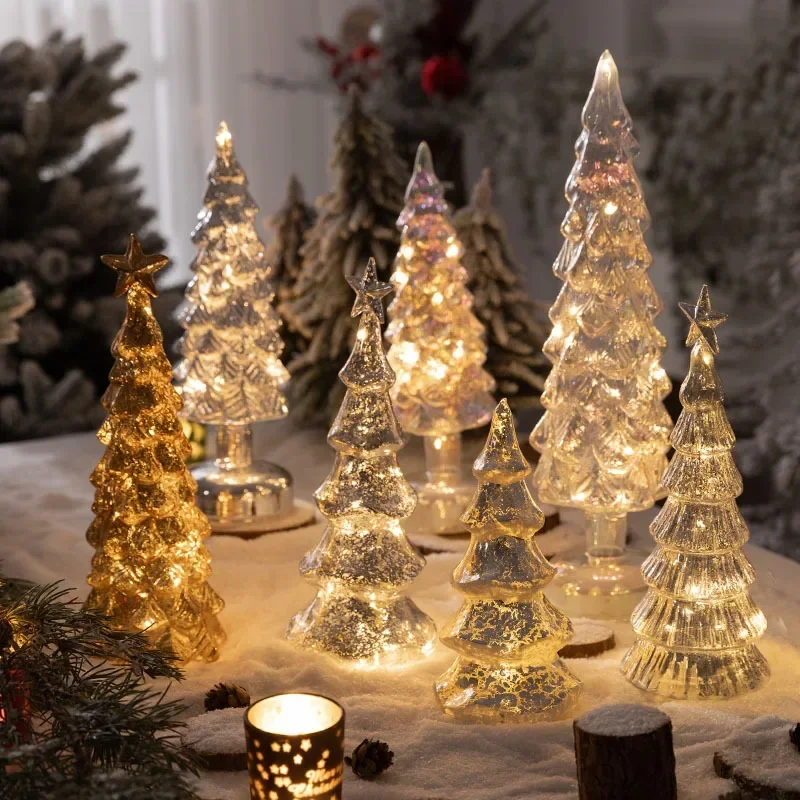 

Christmas Tree Glass Night Light for Home Xmas Romantic Holiday Atmosphere Arbol De Navidad Ornaments LED Luminous Decoration