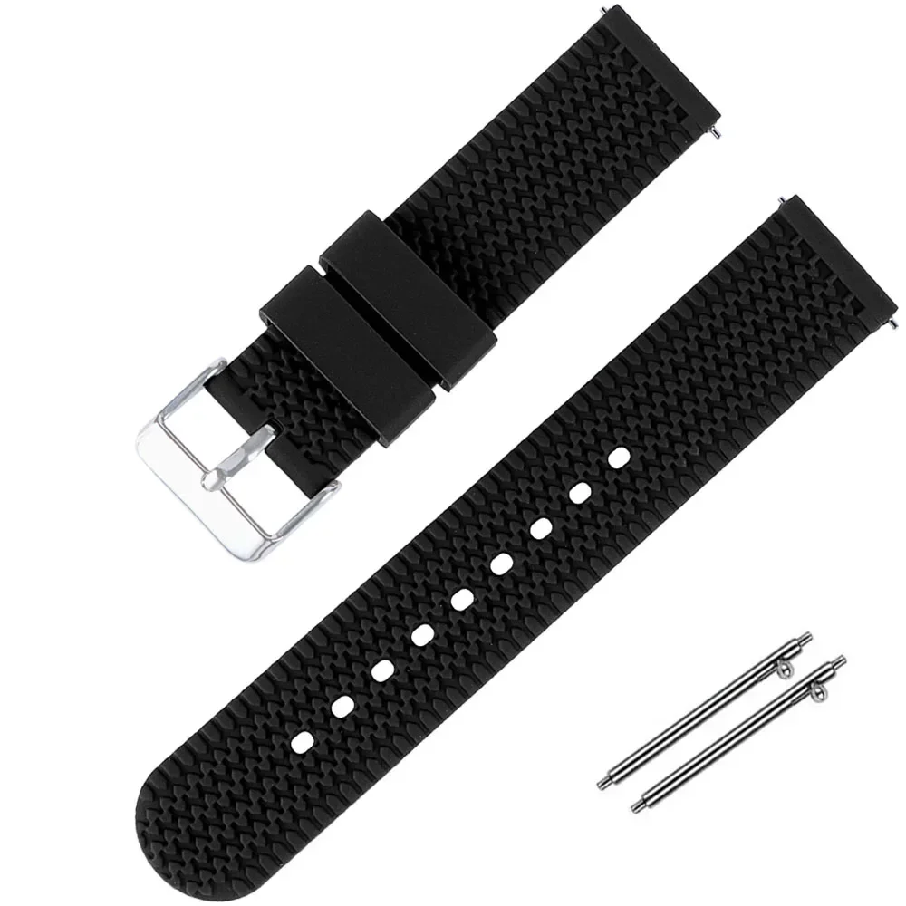 Sporty Waterproof Silicone Watch Strap – Quick Release Rubber Wristband in Multiple Sizes