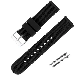 Sporty Waterproof Silicone Watch Strap - Quick Release Rubber Wristband in Multiple Sizes - 22mm (Black - Silver)