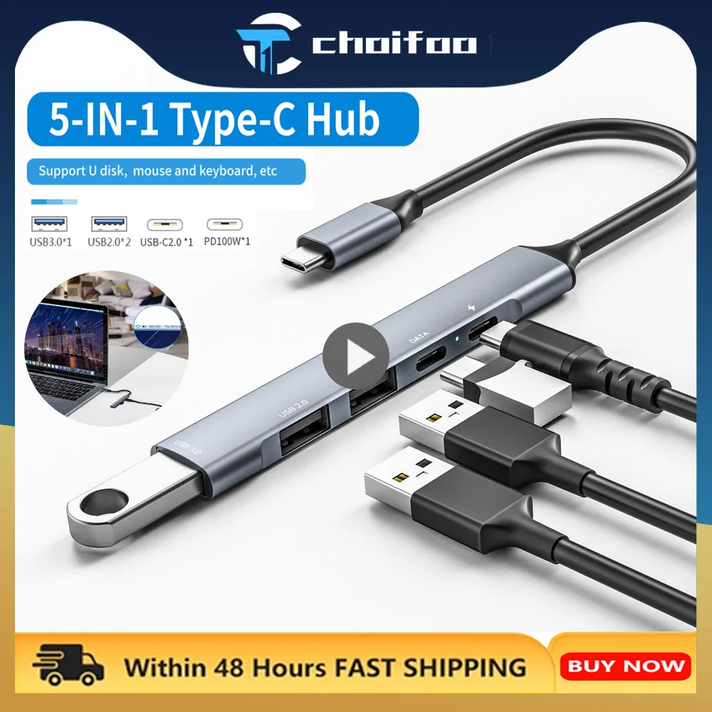 

USB C HUB 3.0 Type C 3.1 5 Port Multi Splitter Adapter OTG For Xiaomi Lenovo Macbook Pro 13 15 Air Pro PC Computer Accessories