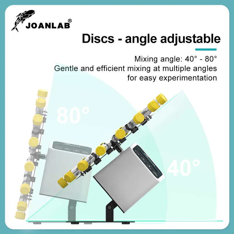 JOANLAB Long Axis Rotary Mixer Lab Equipment Test Tube Mixer Shaker Lab Disc Tilting 1.5/2/15/50ml 20~80 rpm Rotary Mixer