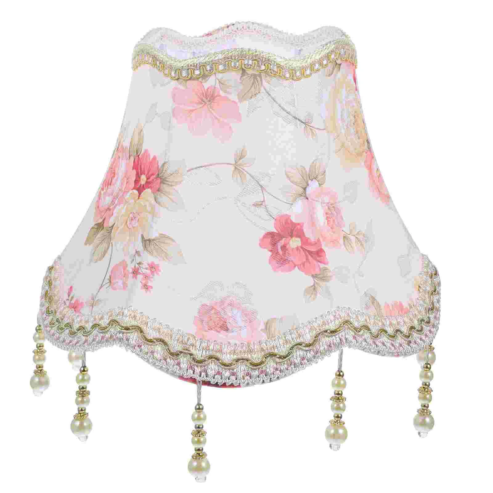 

European Style Table Lamp Shade Cloth Lamp Shade Retro Fringe Beads Lamp Cover Decor Table Lamp Cover European Lampshade E27