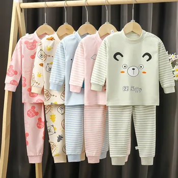 Nuova biancheria intima di cotone per bambini Due pezzi Ragazzo Ragazze Autunno e inverno Abbigliamento per la casa per bambini Pigiama per bambini Coagulo caldo per bambini