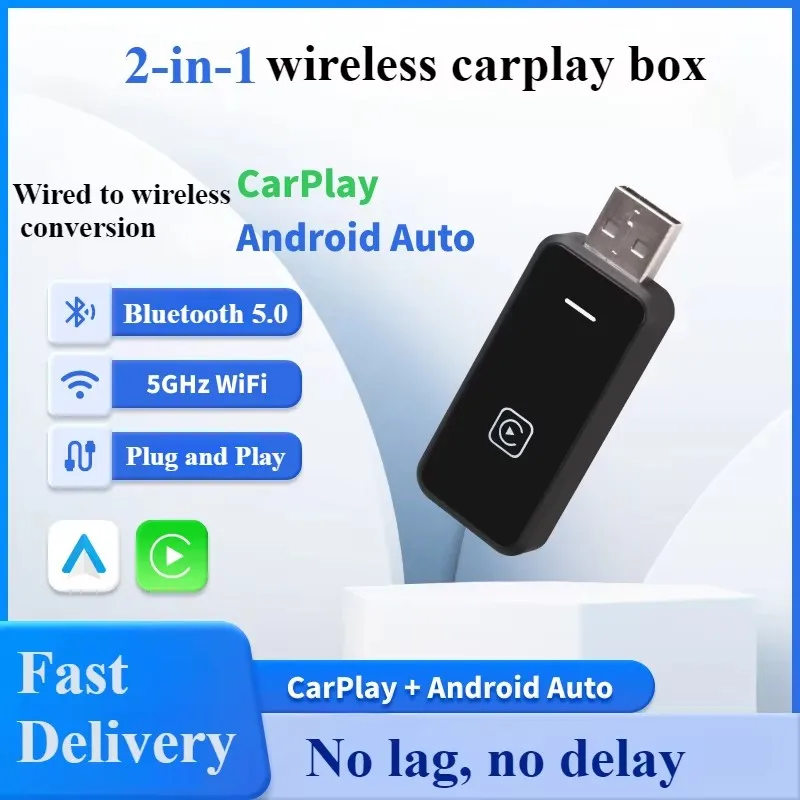 새로운 미니 무선 CarPlay 안드로이드 자동 무선 어댑터 스마트 미니 박스 플러그 앤 플레이 WiFi 빠른 연결 유니버설