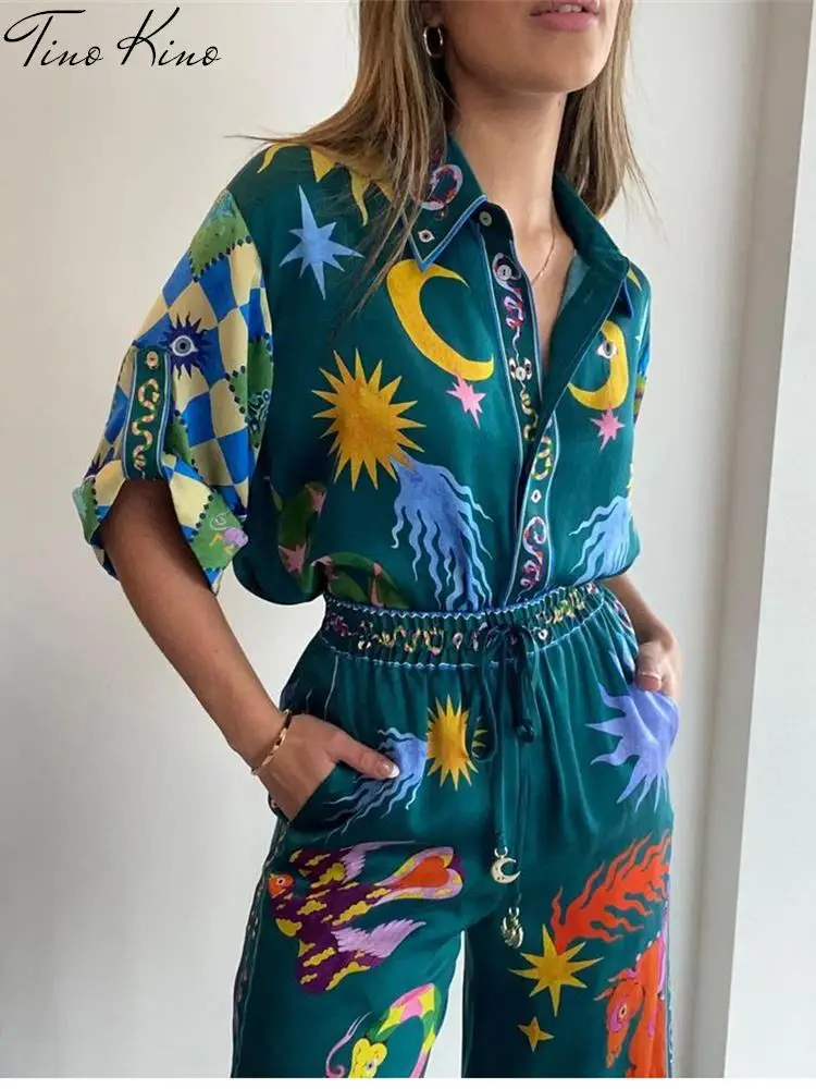 Beatriz Trouser in Ondas Punto Print