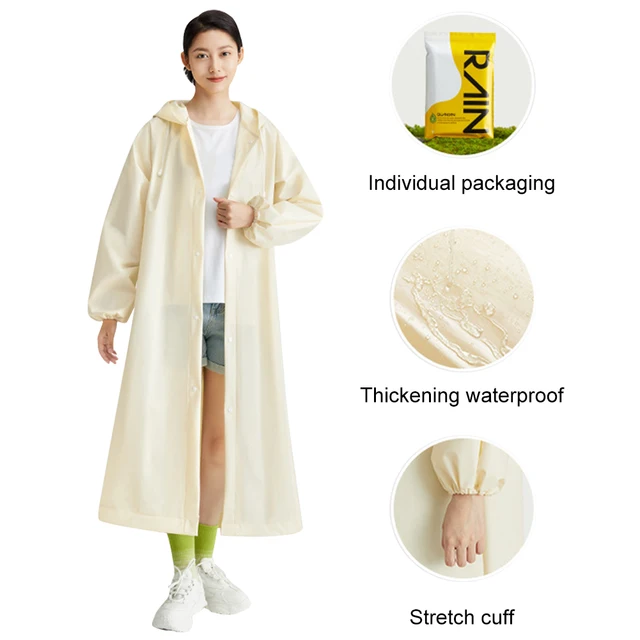 Adult Long Raincoat Reusable Waterproof Rain Coat Windproof EVA Rain Coat Drawstring for Outdoor Travel Emergency 6