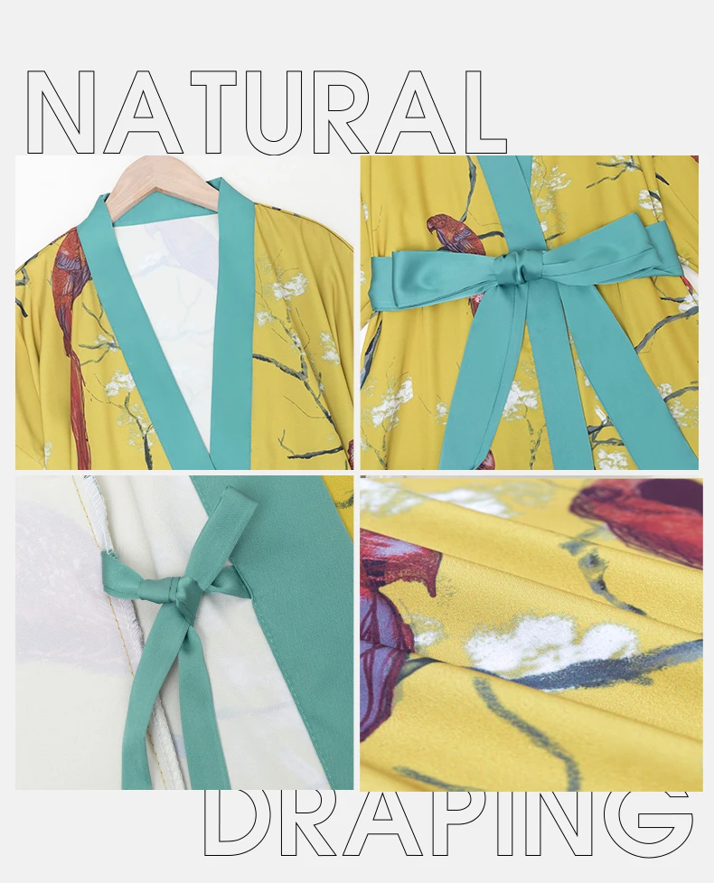 Daiwor Kout Silk Satin Robe for Women Long Japanese Kimono Robe Lightweight Soft Bathrobe Summer Luxury Dressing Gown