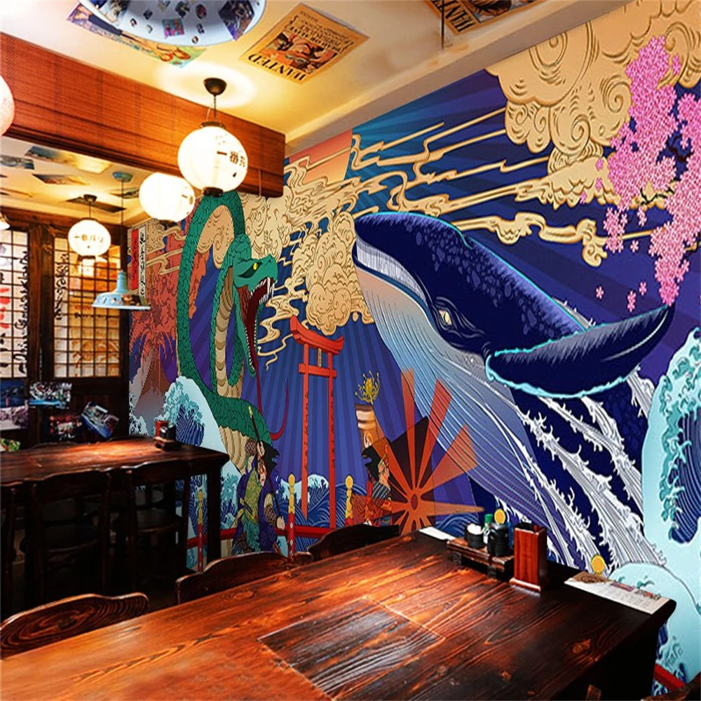 cozinha sushi restaurante onda ukiyo-e papel de