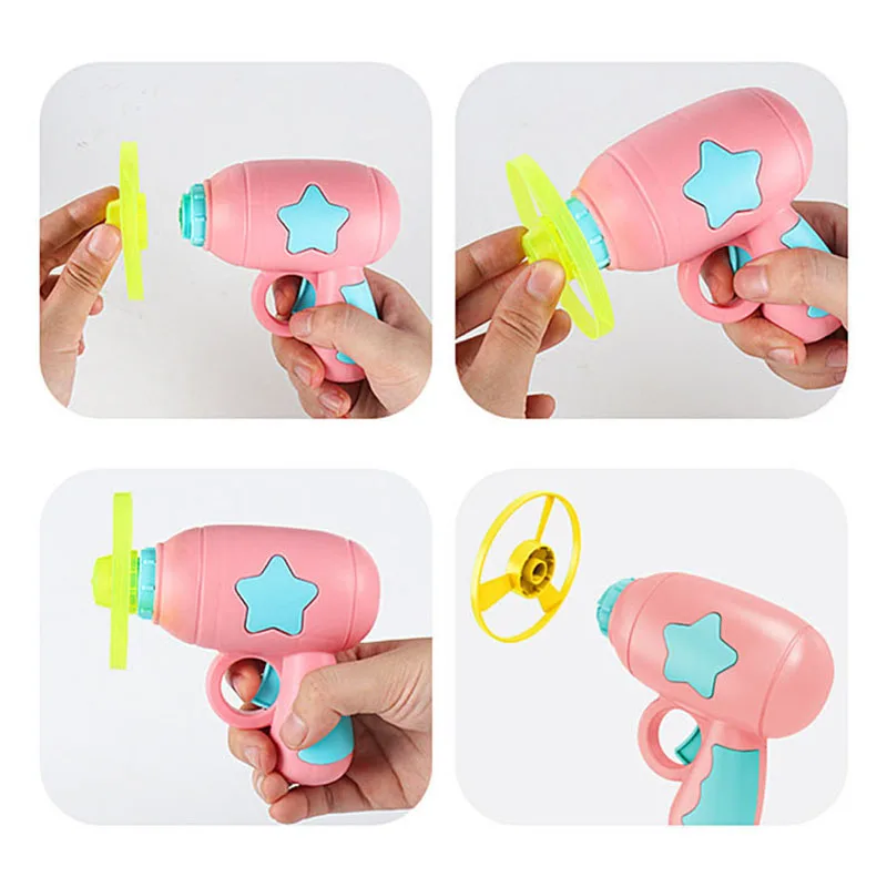 Children Saucer Launcher Pistol Outdoor Spinning Top Toys Flying Disc Bamboo Dragonfly Ejection Luminous Gyroscope Gun 5