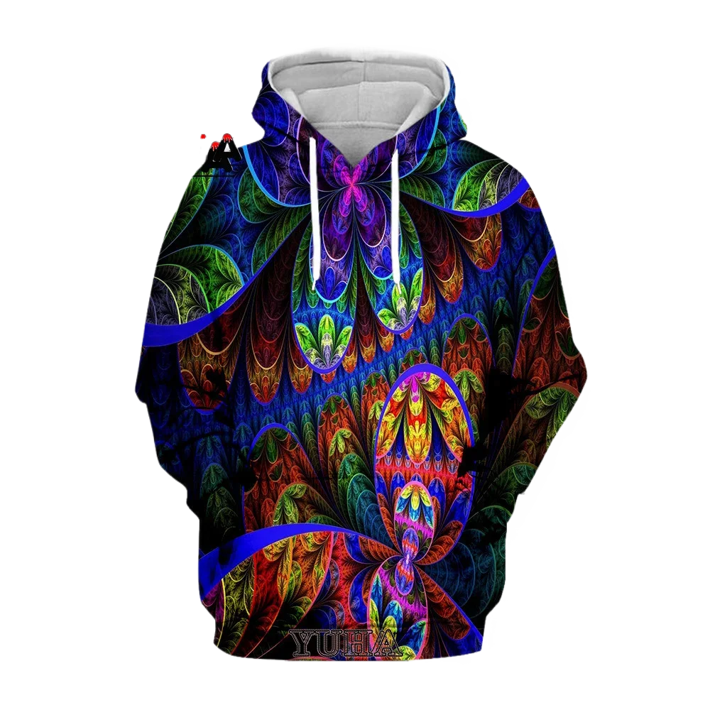 Fashionable Mushroom Hippie Art Harajuku Unique Street Fun Casual Hooded Sweatshirt Large Size Clothing Long sleeved Sweatshirt.