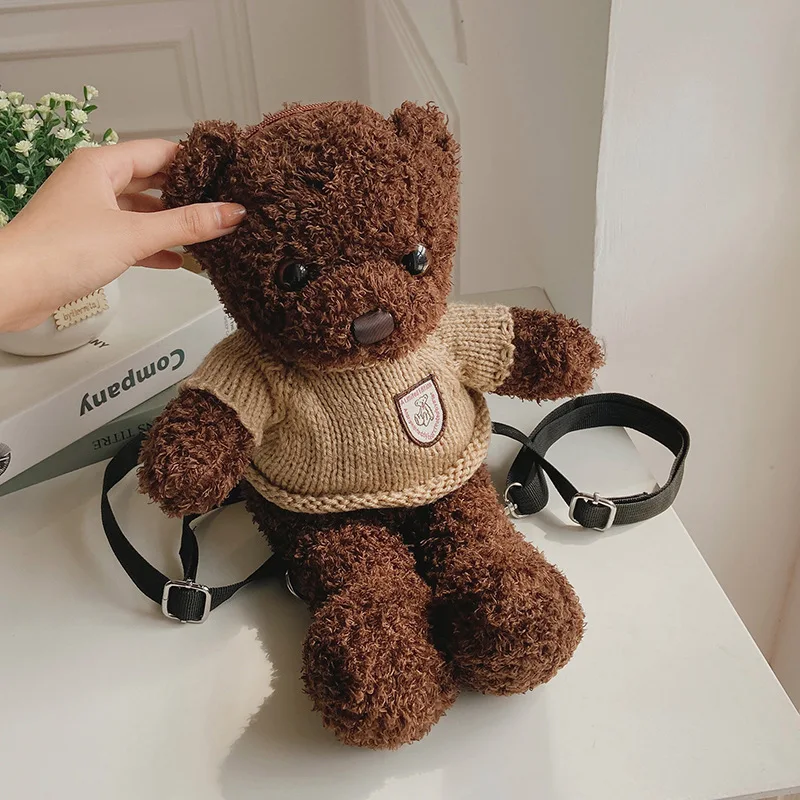 Cute Simulation Bear Plush Stuffed Shoulder Bag New Cartoon Animal Bear Plush Backpack Children's Birthday Gift Small Schoolbag 6