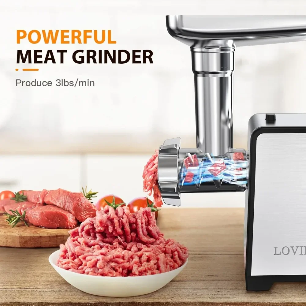 2500W Electric Meat Grinder, Sausage Stuffer Maker, Stainless Steel Food Grinder with Sausage Tube Kubbe Maker for Home Kitchen 2
