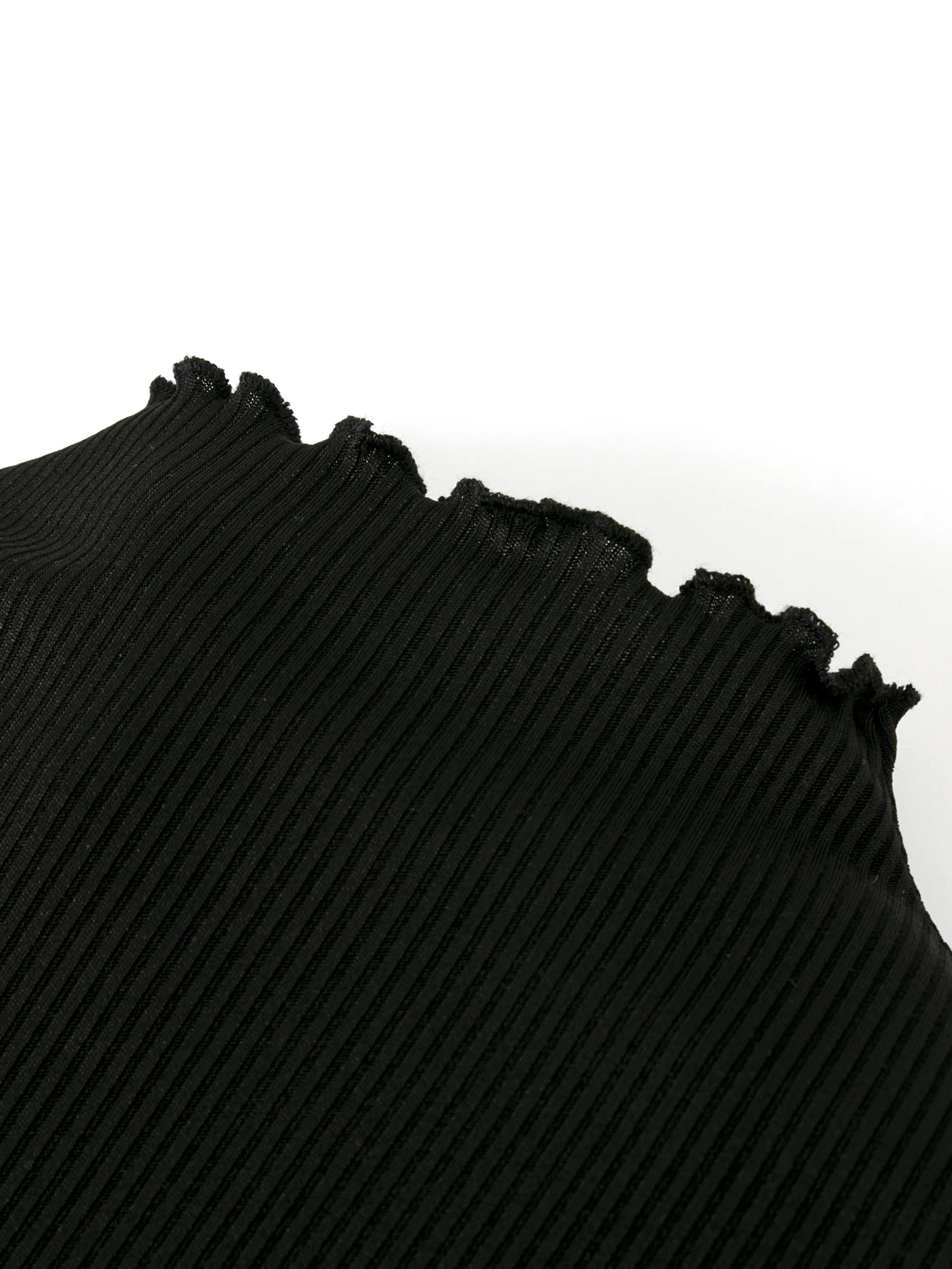 Fashionable black turtleneck knit sweater - comfortable ribbed design 3