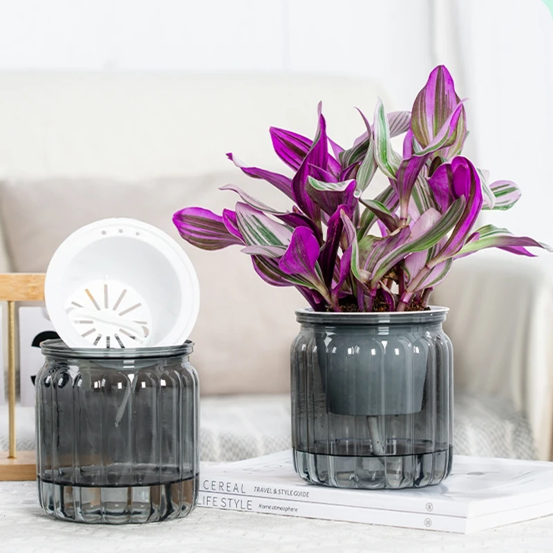 Hydroponic Plants Pot flower pot hydroponic flower pot plant pot Self Watering Indoor Mini Succulent Planter Tabletop Vase for Home Office Bonsai Decor