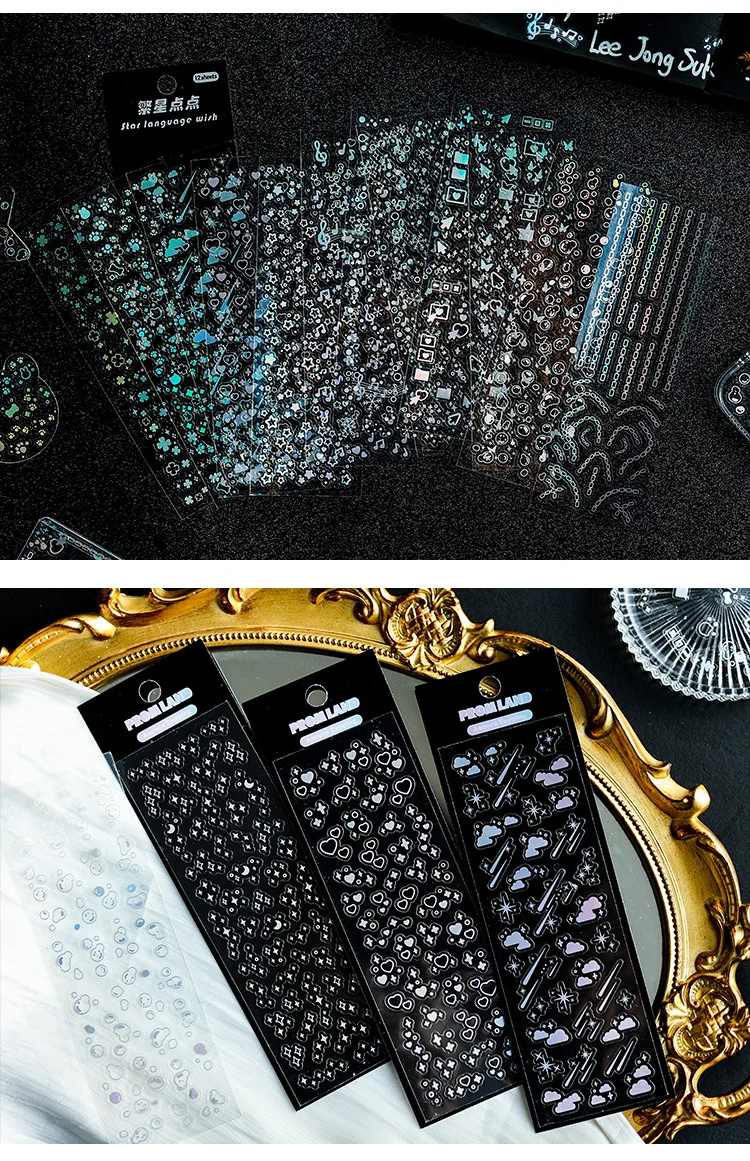 12-teiliges Laser-Aufkleberpaket mit langem Streifen, holografisches Blitzmuster, für Tagebuch, Scrapbooking, DIY-Album, Dekor, wasserdicht und langlebig – Detail 8