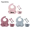 Free Custom Name  Baby Silicone Feeding Set Baby Bibs Kids Dishes Plate Feeding Bowl Spoon Fork Children's Tableware 1