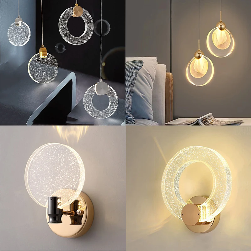 

Bubble Crystal Pendant Lights Nordic Led Alloy Hanging Lamps Living Dining Room Bedroom Indoor Lighting Gold/silver Luminaires
