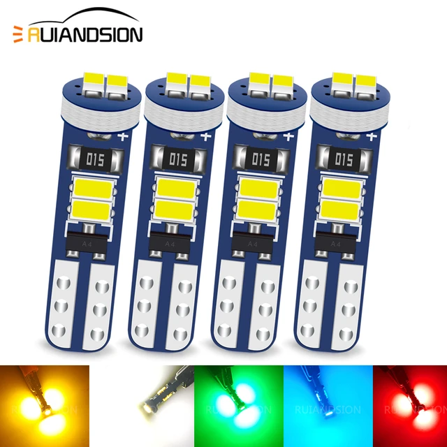 Ampoule Led T5, W3W W1.2W B8.5, Canbus, éclairage d'intérieur de voiture,  tableau de bord, indicateur de réchauffement, lampe d'instrument  automatique, 100 pièces - AliExpress