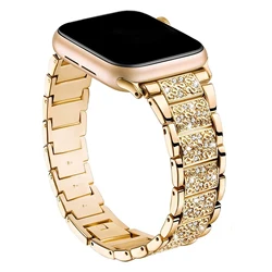 Women's Diamond Strap Stainless Steel Bracelet for 46-44-45-49mm 42mm (Gold)