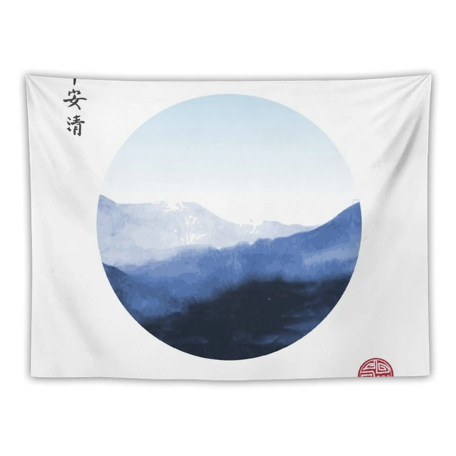 

Japanese Landscape Nature with Mountains in Circle Tapestry Anime Decor Luxury Living Room Decoration Tapestry