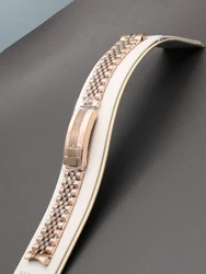 20mm Stainless Steel Safety Folding Buckle Men's Watch Strap - 20mm (Silver And Rose Gold)